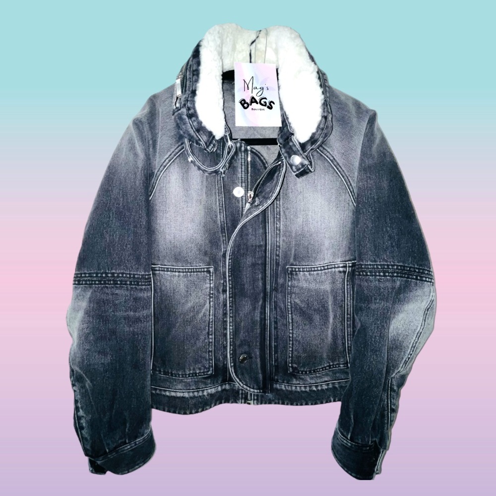 YSL: Denim Fur Removable Collar Jean Jacket